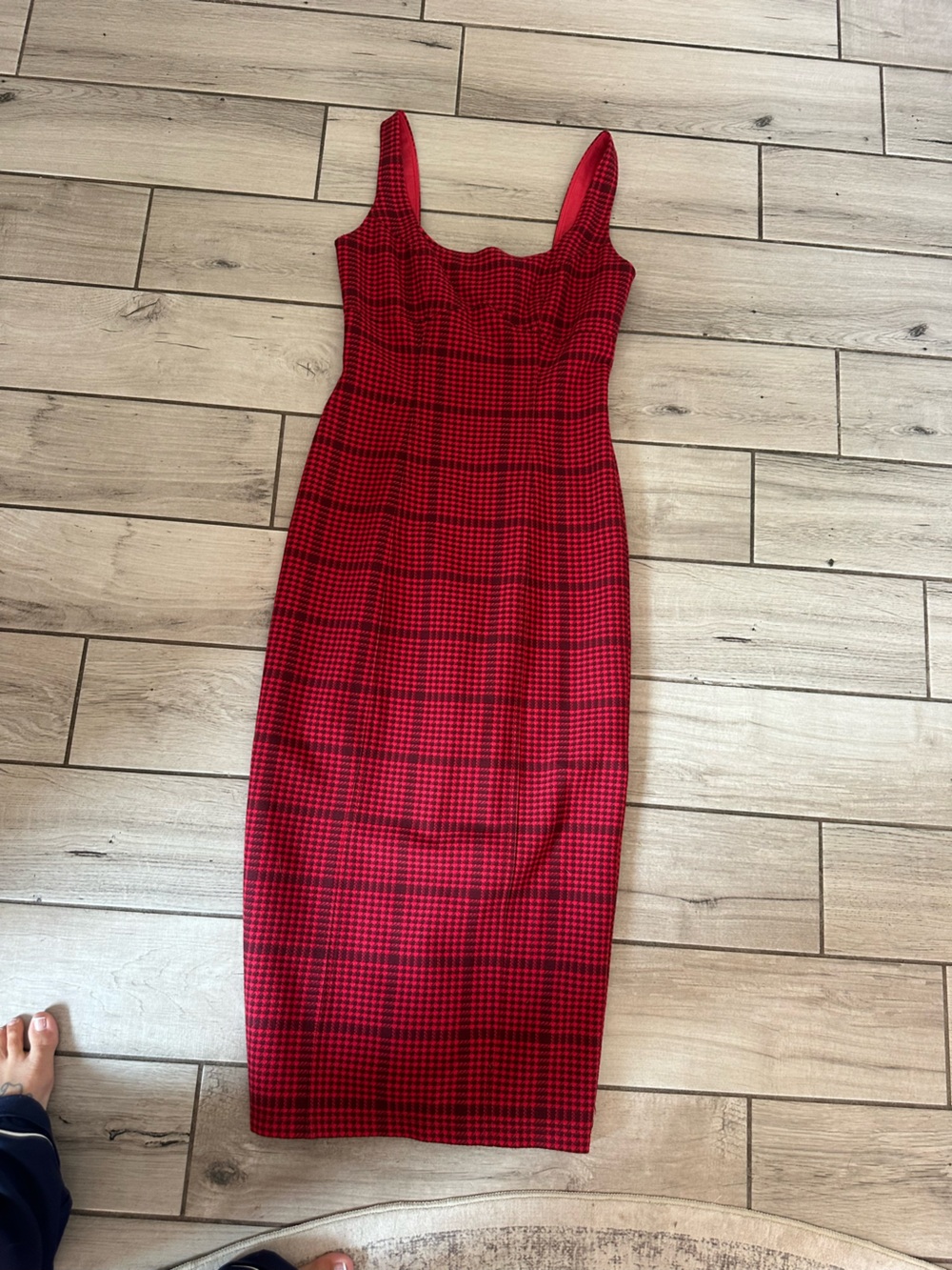 Anthropologie Red and Black Plaid Pencil Skirt